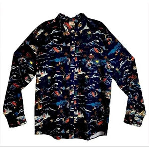 Faherty Mens XXL Navy Blue Flannel‎ Shirt Cotton Stretch Ski Surfboarding